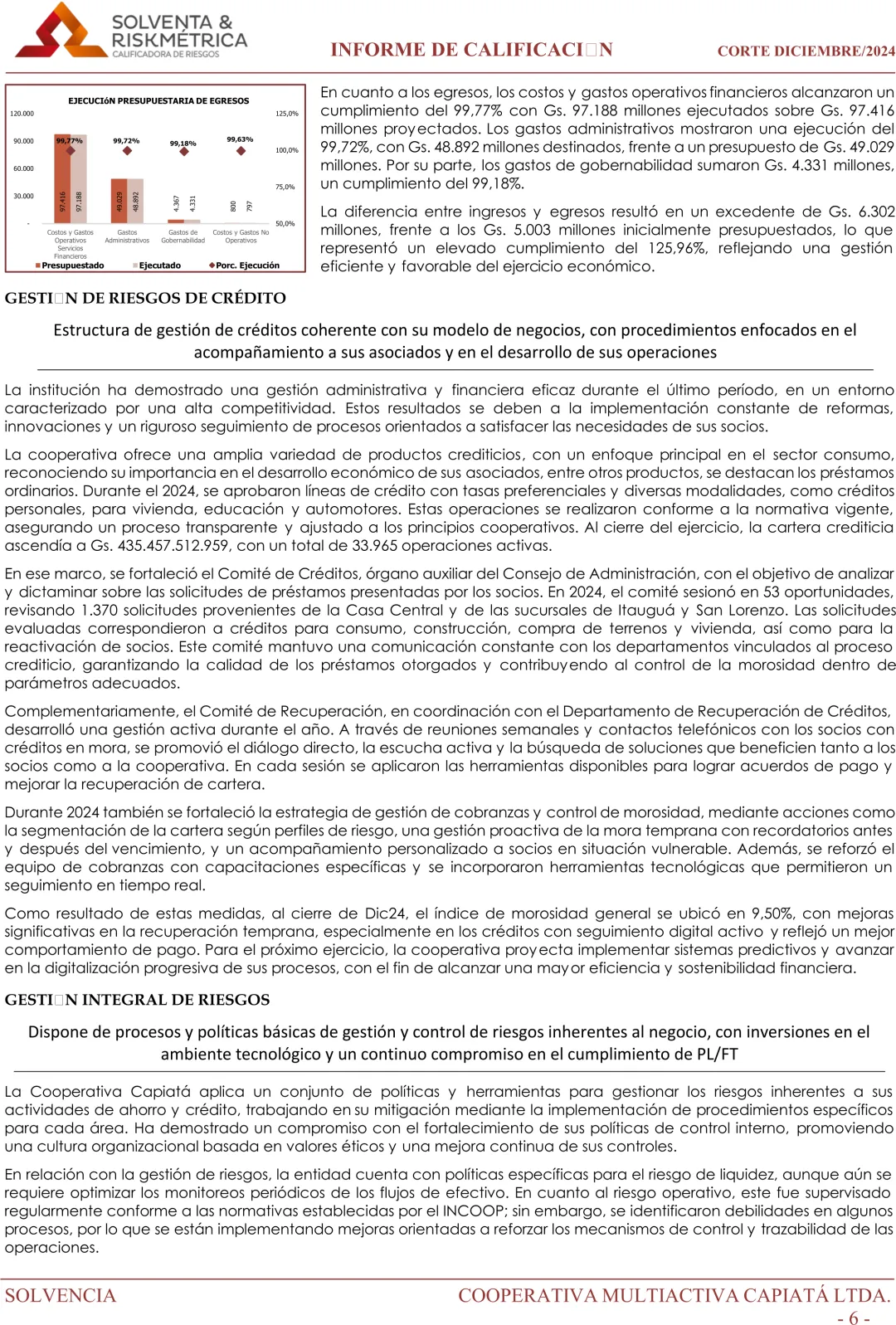 INFORME DE CALIFICACIÓN COOPERATIVA CAPIATÁ